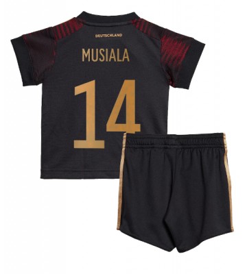 Niemcy Jamal Musiala #14 Koszulka Wyjazdowych Dziecięca MŚ 2022 Krótki Rękaw (+ Krótkie spodenki)